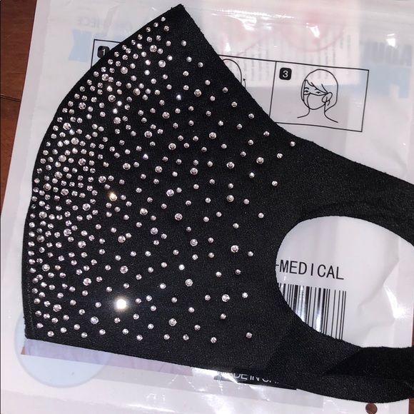 Accessories - Black rhinestone mask breathable boutique item